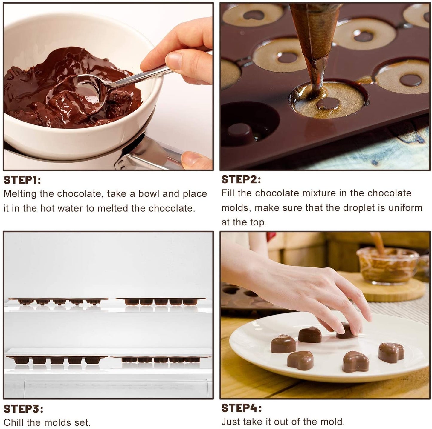 Silicone Chocolate Molds | Non-Stick Candy & Cake Chocolate Making Mold Kit | For Kids & Adults ( heart shape)