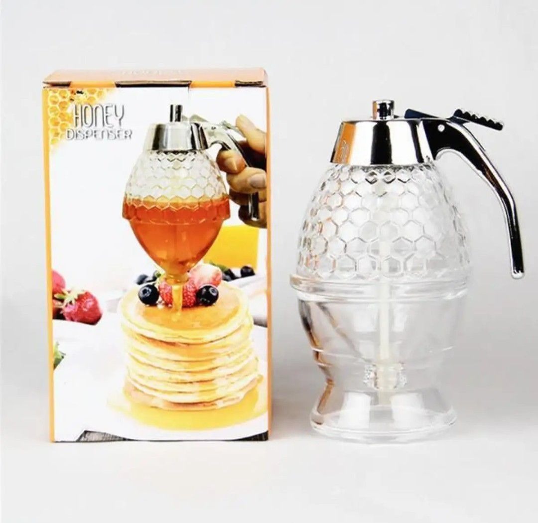 Honey Dispenser 200ML | No-Drip Syrup Pot & Juice Storage Jar | Easy-Pour Bee Design Container for Honey, Maple Syrup, Sauces & Kitchen Use