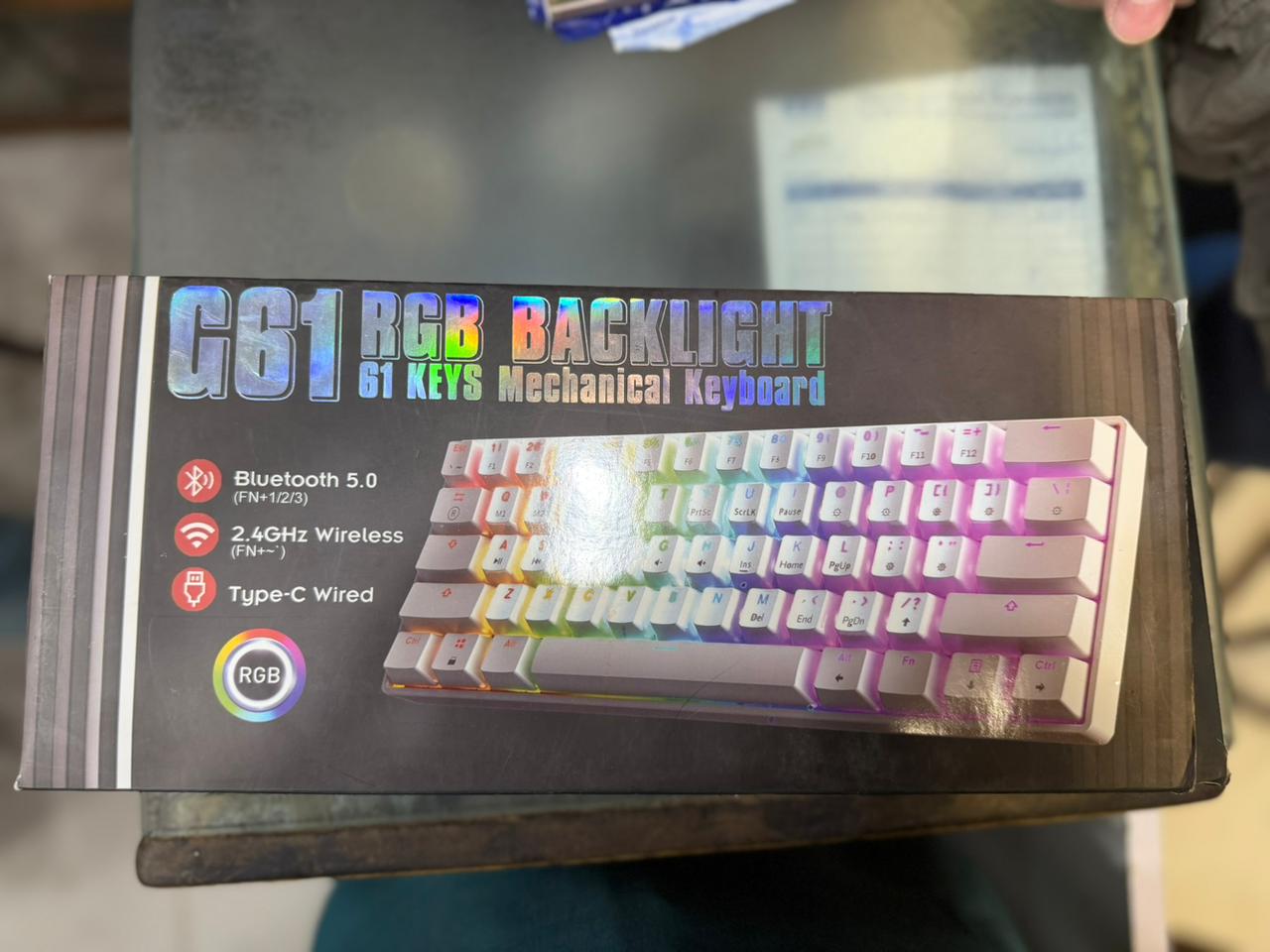 GB1 Ultra-Compact 60% Wireless Mechanical Gaming Keyboard – Triple-Mode Connectivity (2.4GHz/Bluetooth/USB-C), RGB Backlit, 61 Keys Hot-Swappable Pro Gamer Edition