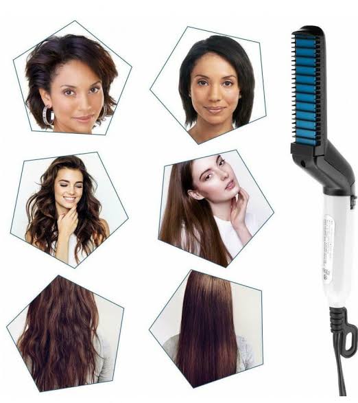 Professional Men’s Electric Hair Straightener Comb – 2-in-1 Quick Beard Stylist & Hair Volumizer, Anti-Scald Ceramic Heating Modeling Brush