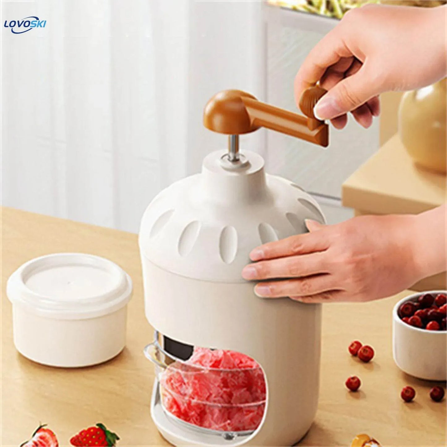 Portable Manual Ice Shaver Machine & Snow Cone Maker | Hand-Crank Slushie Maker with Stainless Steel Blades for Home Kitchen & Camping