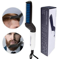 Professional Men’s Electric Hair Straightener Comb – 2-in-1 Quick Beard Stylist & Hair Volumizer, Anti-Scald Ceramic Heating Modeling Brush