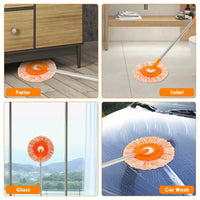 360° Rotating Microfiber Mop | Round Shape | Extendable Adjustable Stick | Floor Cleaning Accessories for Home