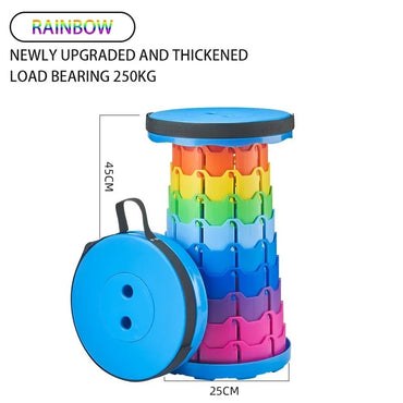 Portable Rainbow Telescopic Stool – Lightweight Collapsible Folding Seat for Camping, Fishing, Hiking & Outdoor Activities – Adjustable Height