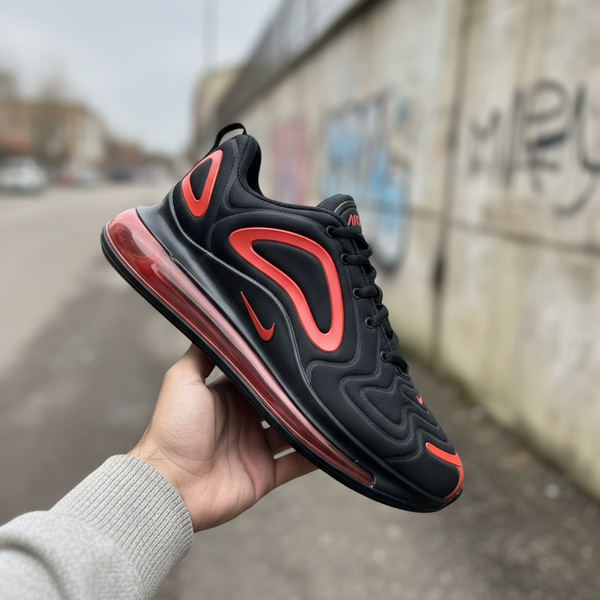 Nike Air Max 720 Sneakers In Black And Red Providing Stylish Design Comfortable Wear