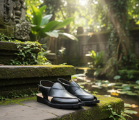 Premium Handcrafted Black Leather Peshawari Chappal - Traditional Kaptaan Design with Durable Tyre Sole and Adjustable Backstrap for Men ( size 10)