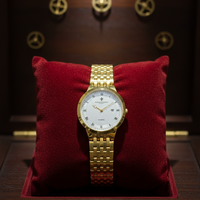 Classic Gold-Plated Men's Quartz Watch - Luxury Inspired Vacheron & Longines Style Dress Watches with Date Display & Link Bracelet ( golden with golden dial )