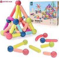 Magnetic Toys Building Blocks - 36 PCS Kids Magnet Balls and Rods Set Toddler STEM Sticks Toy Learning Educational Block Games Stacking Toys for Boy Girl Age 3+ Years Old Preschool