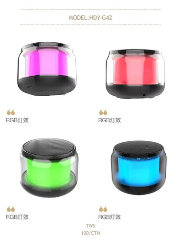 RGB Lights Portable Wireless Speaker | Long‑Lasting Battery | Premium Box Packaging