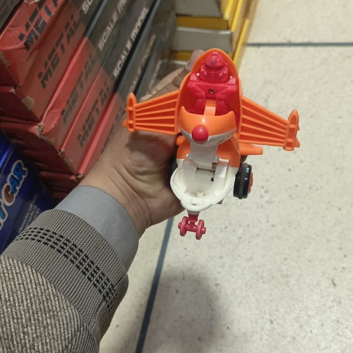 Transforming Aeroplane Friction Toy For Kids With Quick Character Change High Quality Abs Material And Fun Play (Random Color)