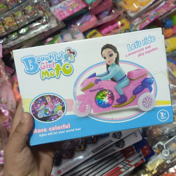 Princess Motorbike Toy With Lights Music And Dolls Pretend Playset Bump N Go Vehicle For Girls Kids Age 3 Plus (Random Color)