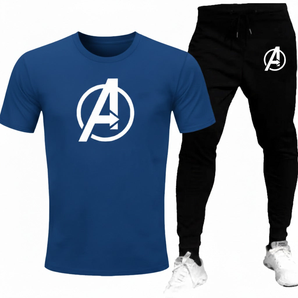 Round neck, half-sleeve casual T-shirt with matching trouser. Trendy, comfortable aur gym, jogging aur daily wear ke liye perfect choice
