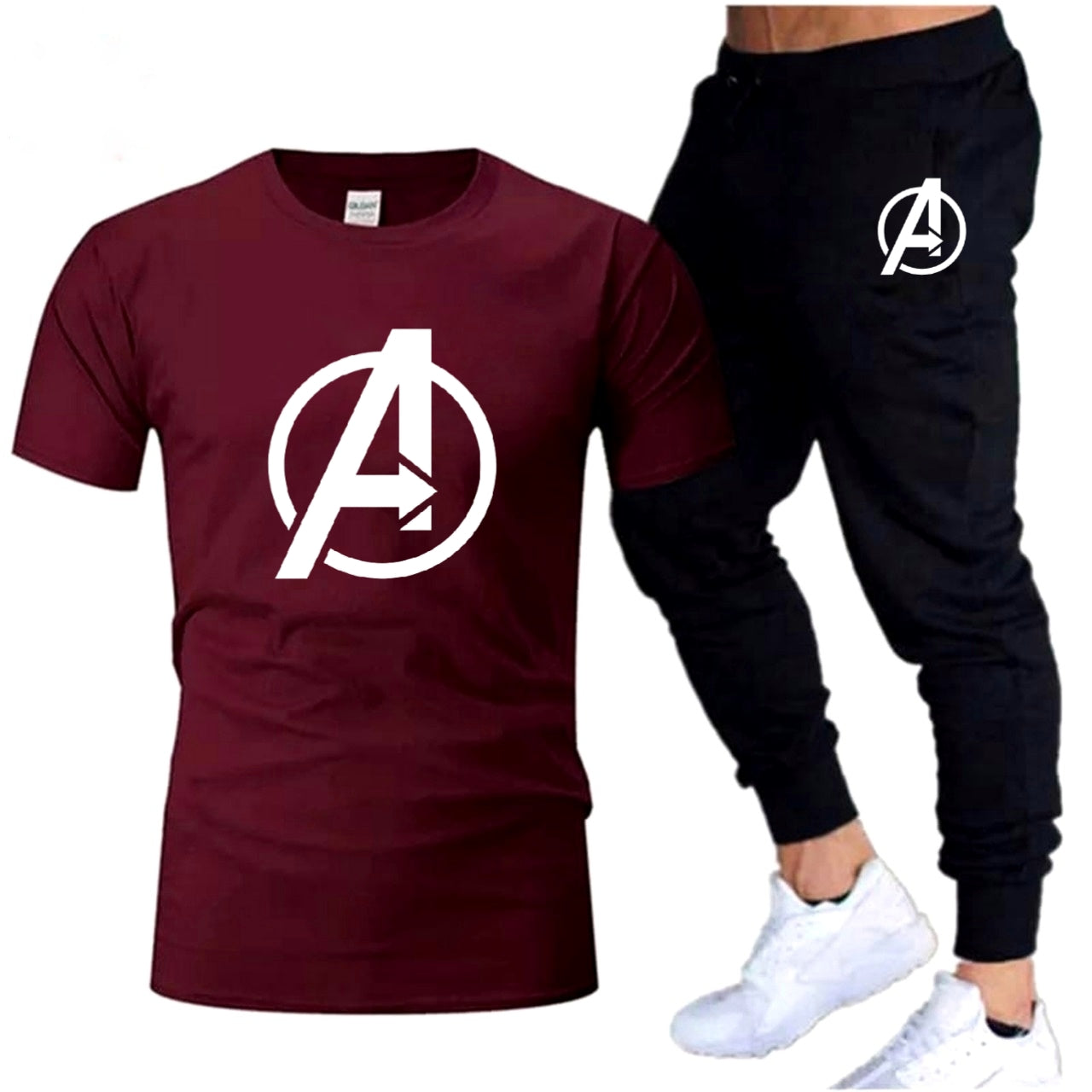 Round neck, half-sleeve casual T-shirt with matching trouser. Trendy, comfortable aur gym, jogging aur daily wear ke liye perfect choice -BLACK- L