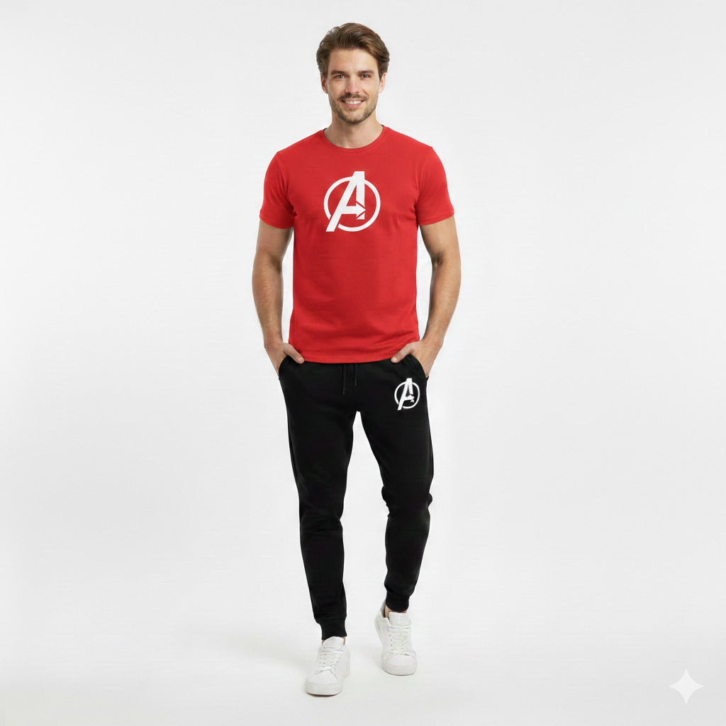Round neck, half-sleeve casual T-shirt with matching trouser. Trendy, comfortable aur gym, jogging aur daily wear ke liye perfect choice