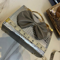 Crocodile Bow Handbag Elegant Stylish And Durable Design For Fashionable Daily Carry And Special Occasions - Black