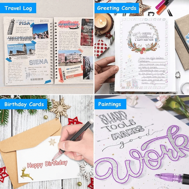 Double Line Outline Glitter Marker Pens Creative Dual Effect Writing And Drawing Tools For Art Craft And Decoration