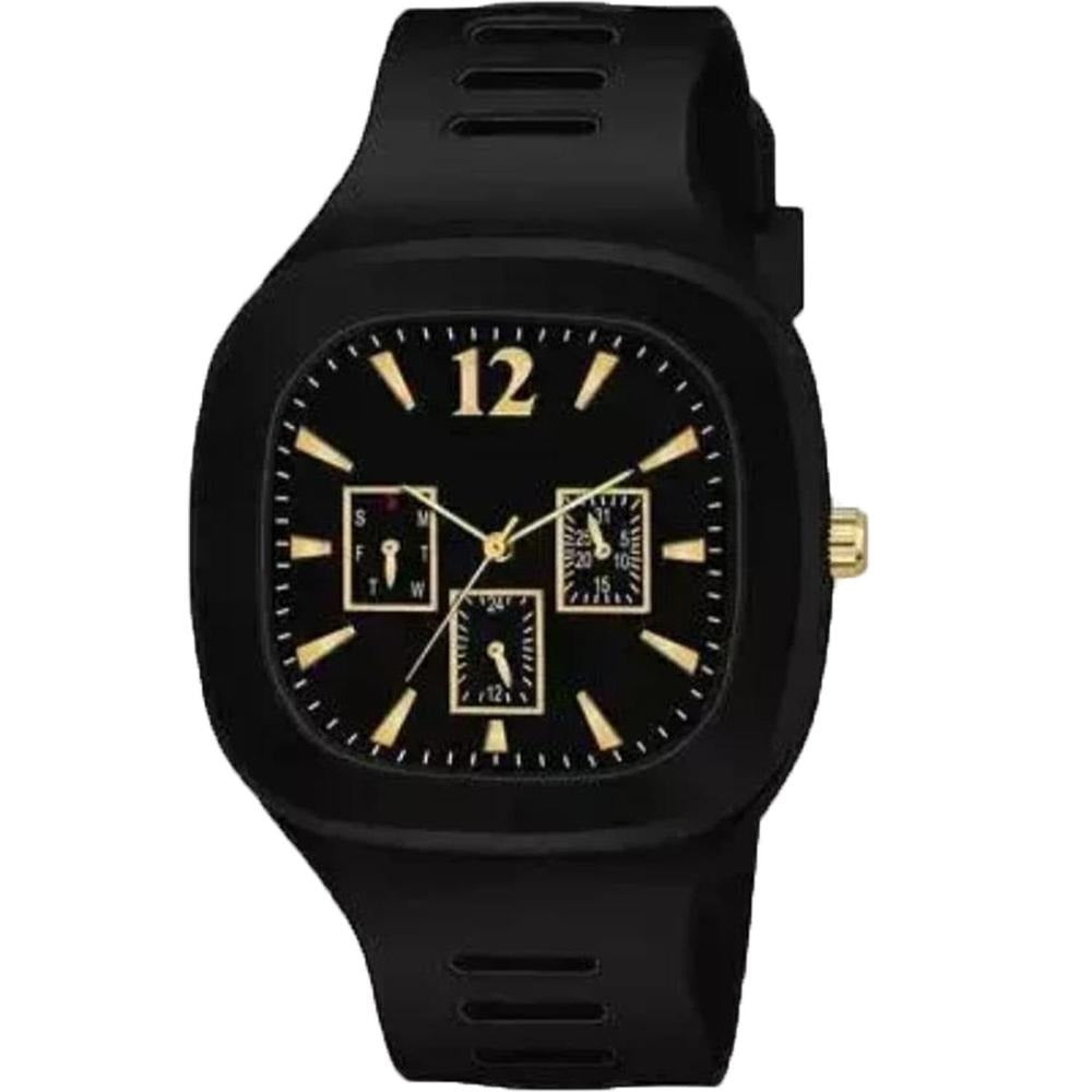New Silicone Analogue Fashionable Wrist Watch for Men – Casual & Stylish Design (Black)
