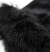 Women's & Girls Black Winter Velvet Gloves with Fur Cuff – Warm Soft Hand Gloves (1 Pair)