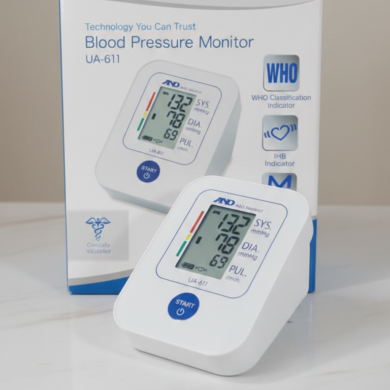 A&D Medical UA-611 Digital Blood Pressure Monitor – Automatic Upper Arm BP Machine with Large Cuff & Memory