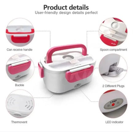 Electric Lunch Box with Stainless Steel Inner – Portable Food Heating Box (Random Color)