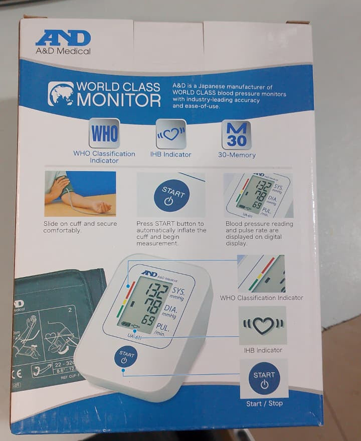 A&D Medical UA-611 Digital Blood Pressure Monitor – Automatic Upper Arm BP Machine with Large Cuff & Memory