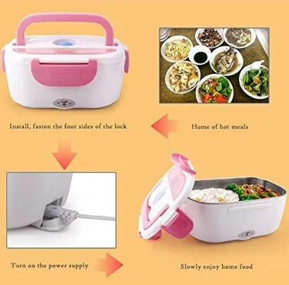 Electric Lunch Box with Stainless Steel Inner – Portable Food Heating Box (Random Color)