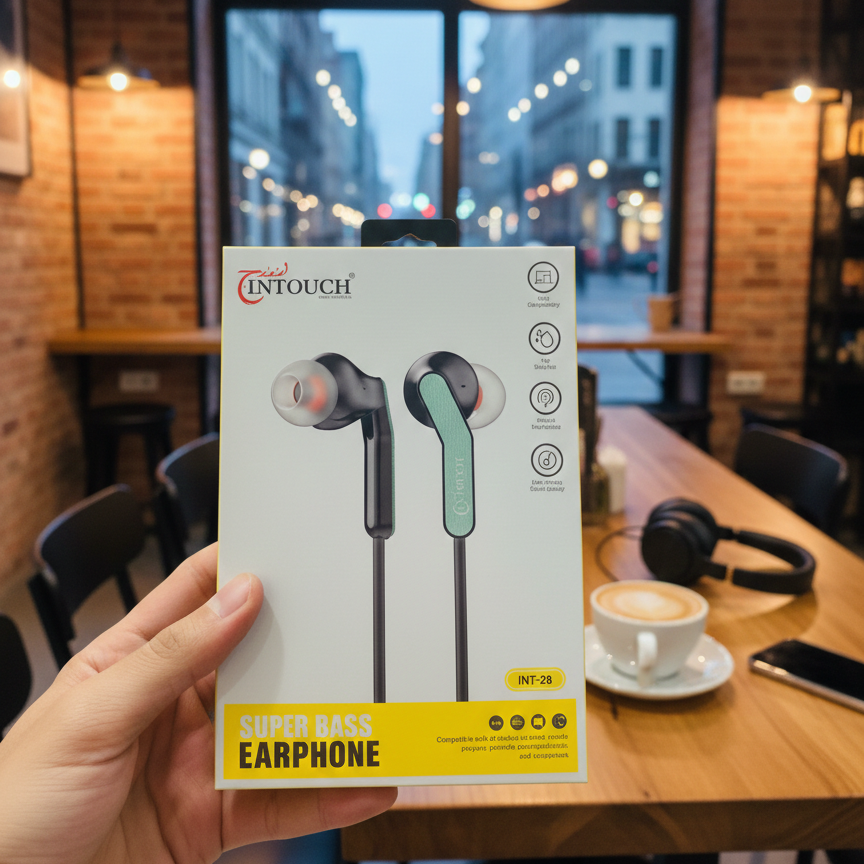 Intouch INT‑28 Super Bass Wired Earphones | 3.5mm Jack | Universal Compatibility