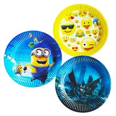 Character Birthday Plates | 10 Pcs Set | Disposable Party Plates | Fun & Colorful | Random Color And Design