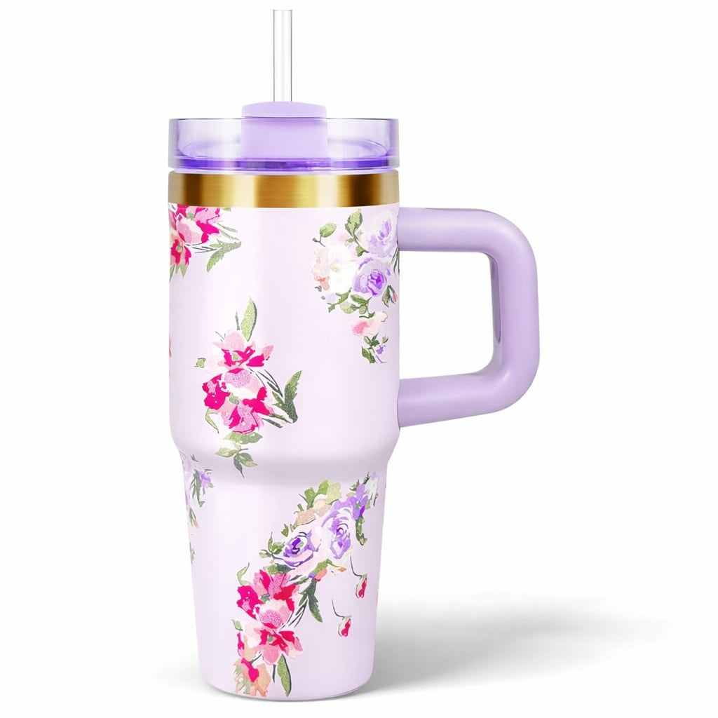 Mini Tumblers Stylish Portable Cups For Hot And Cold Drinks 14 Oz Lightweight Everyday Beverage Solution - Blue Floral