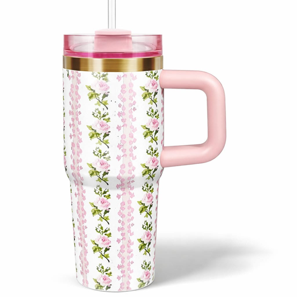 Mini Tumblers Stylish Portable Cups For Hot And Cold Drinks 14 Oz Lightweight Everyday Beverage Solution - Blue Floral