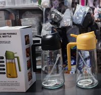 470ml Kitchen Glass Oil Sprayer Bottle | 2‑in‑1 Olive Oil Dispenser | Transparent Premium Quality ( Random Colour)