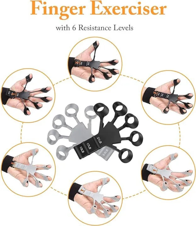 Adjustable Finger Strengthener Hand Grip Trainer – 13LB to 21LB Resistance, Finger Exerciser for Guitar, Fitness & Rehab