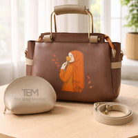 Elegant Women’s Handbag Set with Printed Design, Top Handle Tote, Crossbody Strap & Makeup Pouch