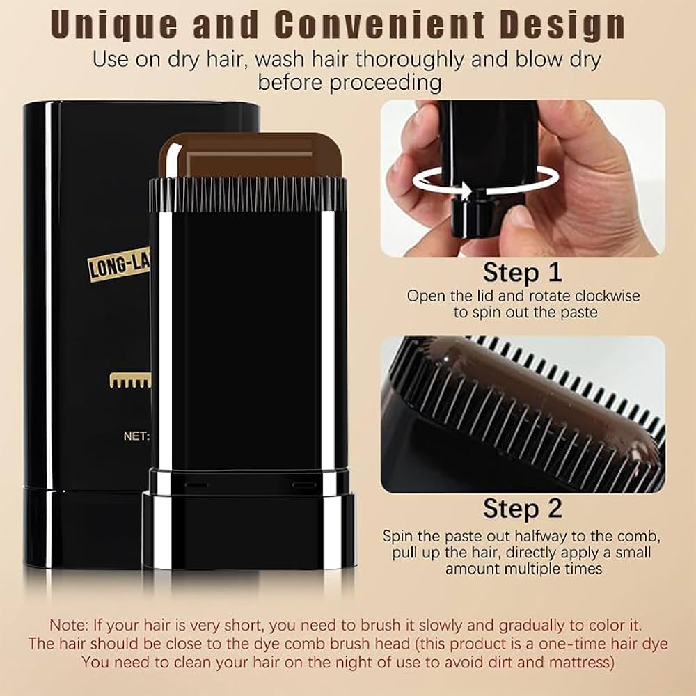Water And Sweat Proof Hair Comb Dye Long Lasting Easy To Use Safe And Effective Hair Coloring Solution - Brown