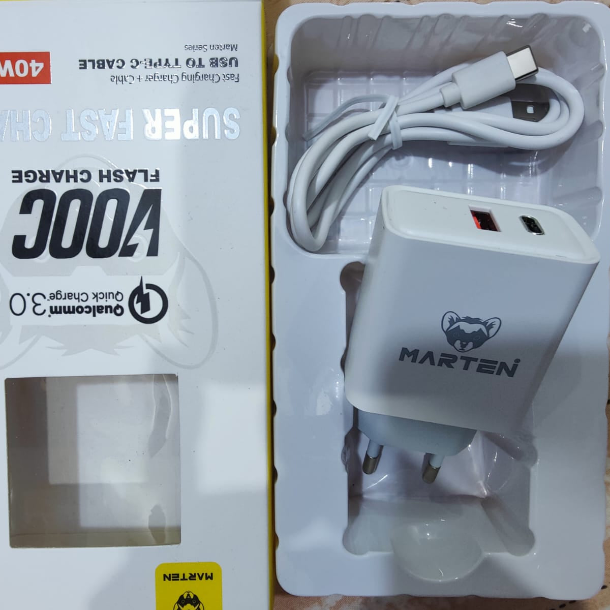 3pcs Marten Power Bank, Charger And Charging Cable Super Fast Charge Set 20000 Mah Power Bank 38w Fast Charge