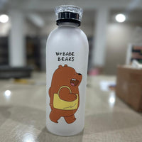 We Bare Bears Panda Water Bottle 1000ml – Cute Cartoon Design with Straw & Two Caps | Durable Reusable Bottle for Daily Hydration (Random Design)