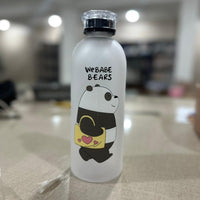 We Bare Bears Panda Water Bottle 1000ml – Cute Cartoon Design with Straw & Two Caps | Durable Reusable Bottle for Daily Hydration (Random Design)