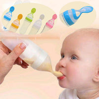 Baby Spoon Feeder | 90ml Silicone Feeding Bottle with Spoon | Infant & Toddler Food Supplement Bottle