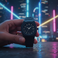 Black Arabic Aura Watch With Eastern Arabic Numerals And Date Elegant Durable Stylish Unique And Modern (Without Box)