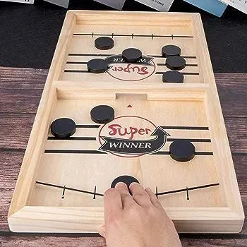 Sling Puck Board Wooden Desktop Hockey Game Fast Sling Puck Game For Kids And Adults