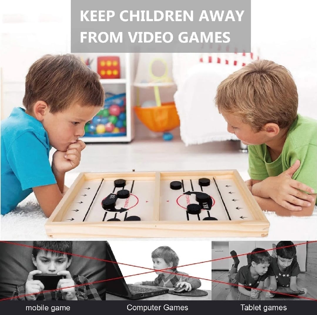 Sling Puck Board Wooden Desktop Hockey Game Fast Sling Puck Game For Kids And Adults