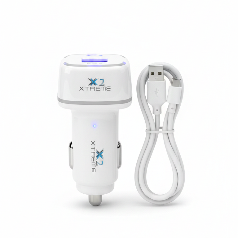 X2 Xtreme 2-in-1 USB Car Charger with Cable | Fast Charging & Smart Protection | Model X2-1200(random colour)