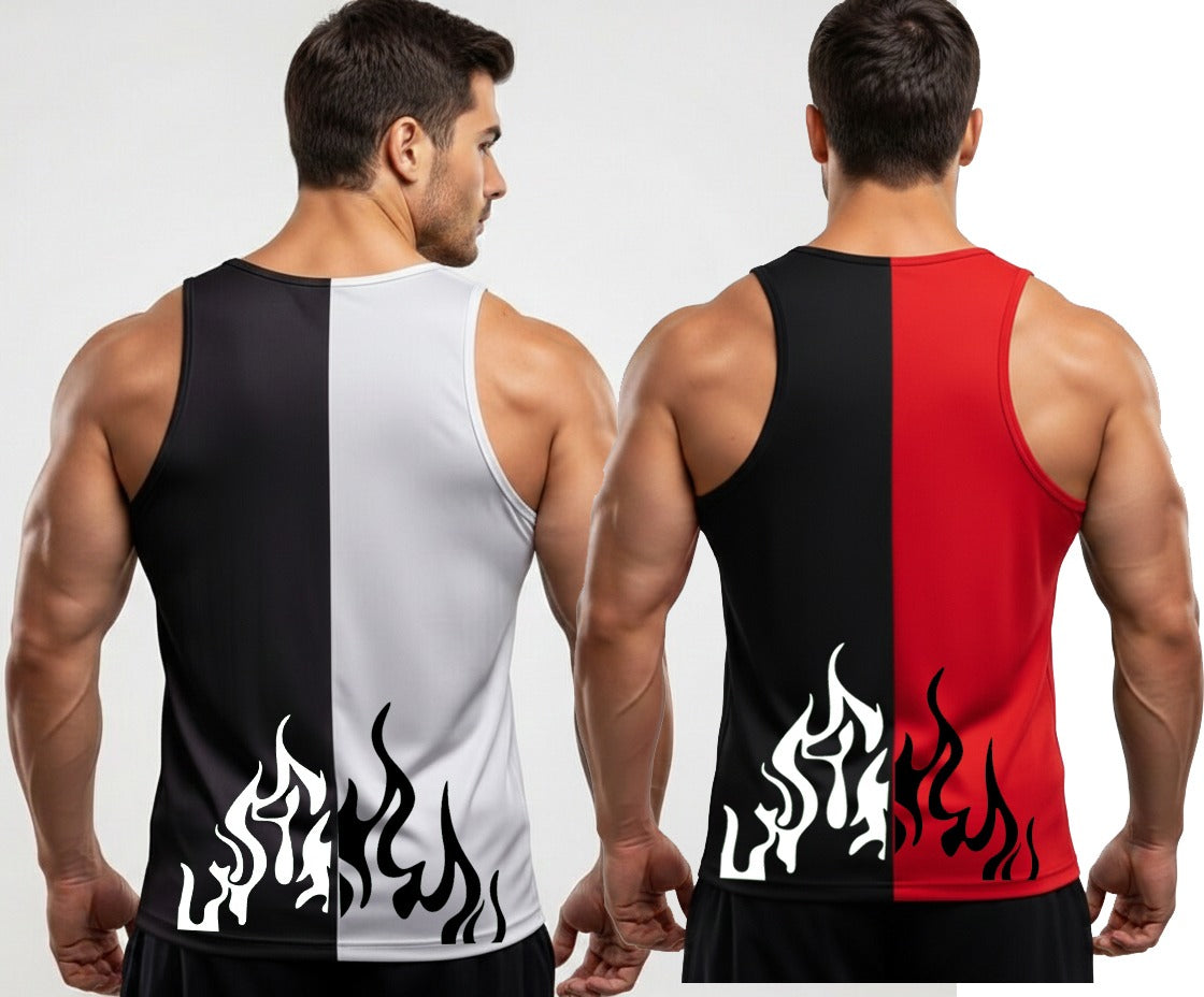 Pack of 2 Printed Top Tank Sando for Men and Boys | Stylish Panel Gym & Summer Wear