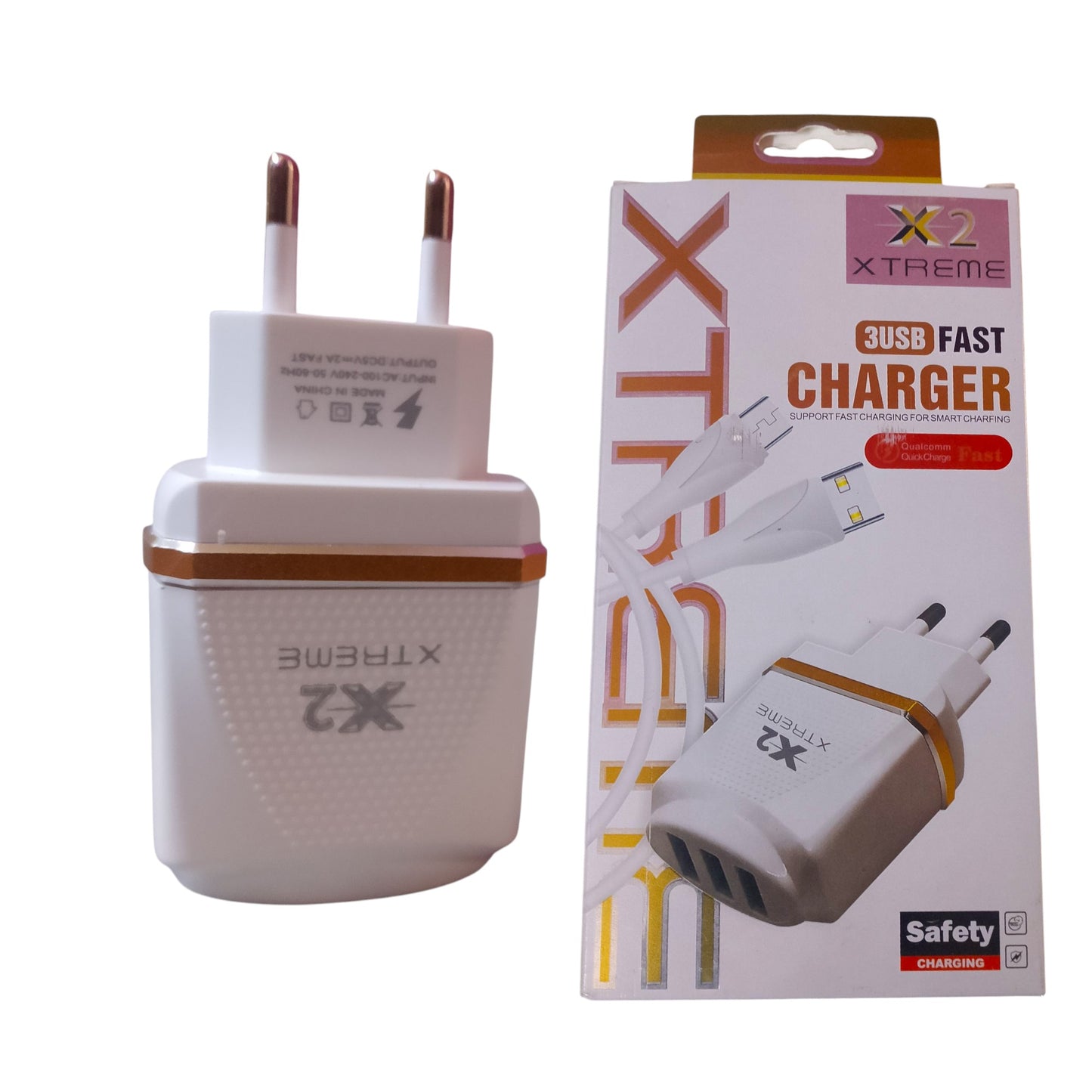 X2 Xtreme 3 USB Fast Charger with Type-C Cable | Quick Charging Wall Adapter | Safe & Smart Charging