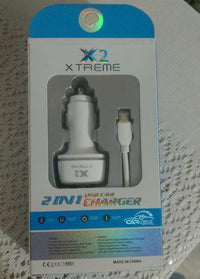 X2 Xtreme 2-in-1 USB Car Charger with Cable | Fast Charging & Smart Protection | Model X2-1200(random colour)