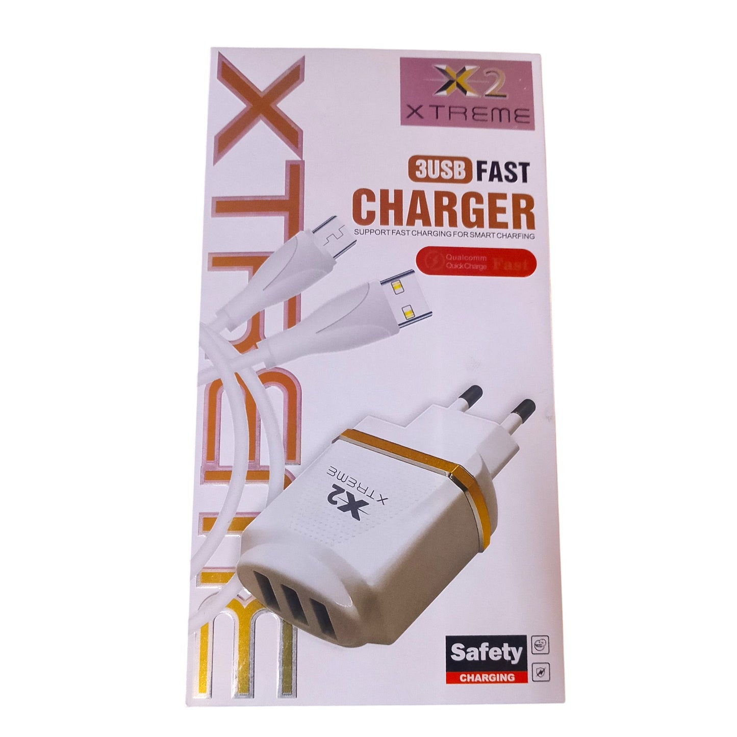 X2 Xtreme 3 USB Fast Charger with Type-C Cable | Quick Charging Wall Adapter | Safe & Smart Charging