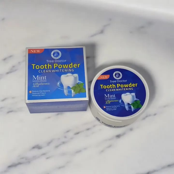 Tree Doctor Tooth Powder – Mint Clean Whitening Formula with Hyaluronic Acid | Plaque Removal & Fresh Breath | 50g