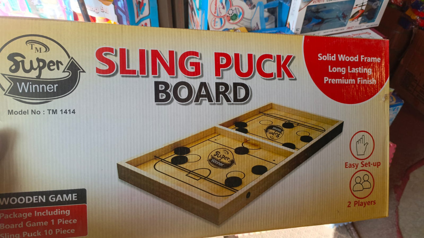 Sling Puck Board Wooden Desktop Hockey Game Fast Sling Puck Game For Kids And Adults