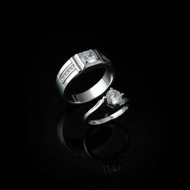 Alloy Adjustable Couple Ring – Stylish Matching Rings for Lovers | Unisex Design (With Box)