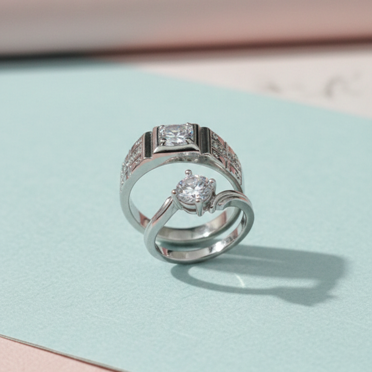 Alloy Adjustable Couple Ring – Stylish Matching Rings for Lovers | Unisex Design (With Box)